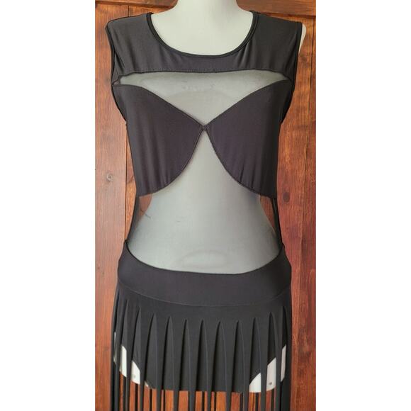 Vintage Uptown USA Black Cut‑Out One‑Piece Swimsuit Size L Made in USA Dramatic - Picture 3 of 16